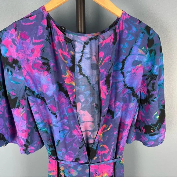 French Connection Blue Depths Gabriella Delph Midi Dress - Picture 9 of 10